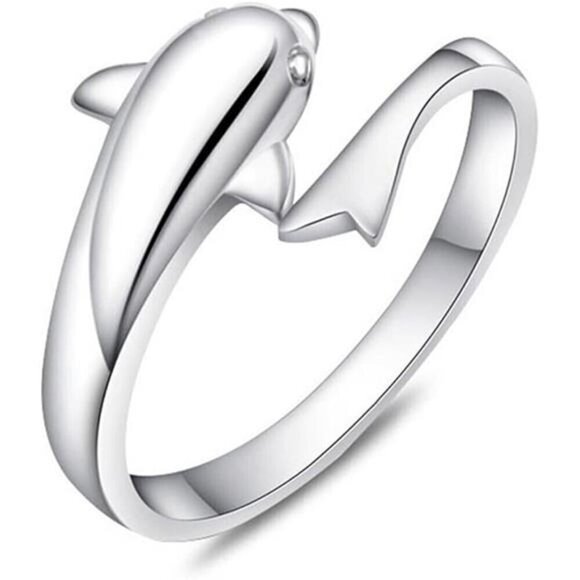 Adjustable Dolphin Ring 925 Sterling Silver Finger Fashion Women Lady Opening - Picture 7 of 7